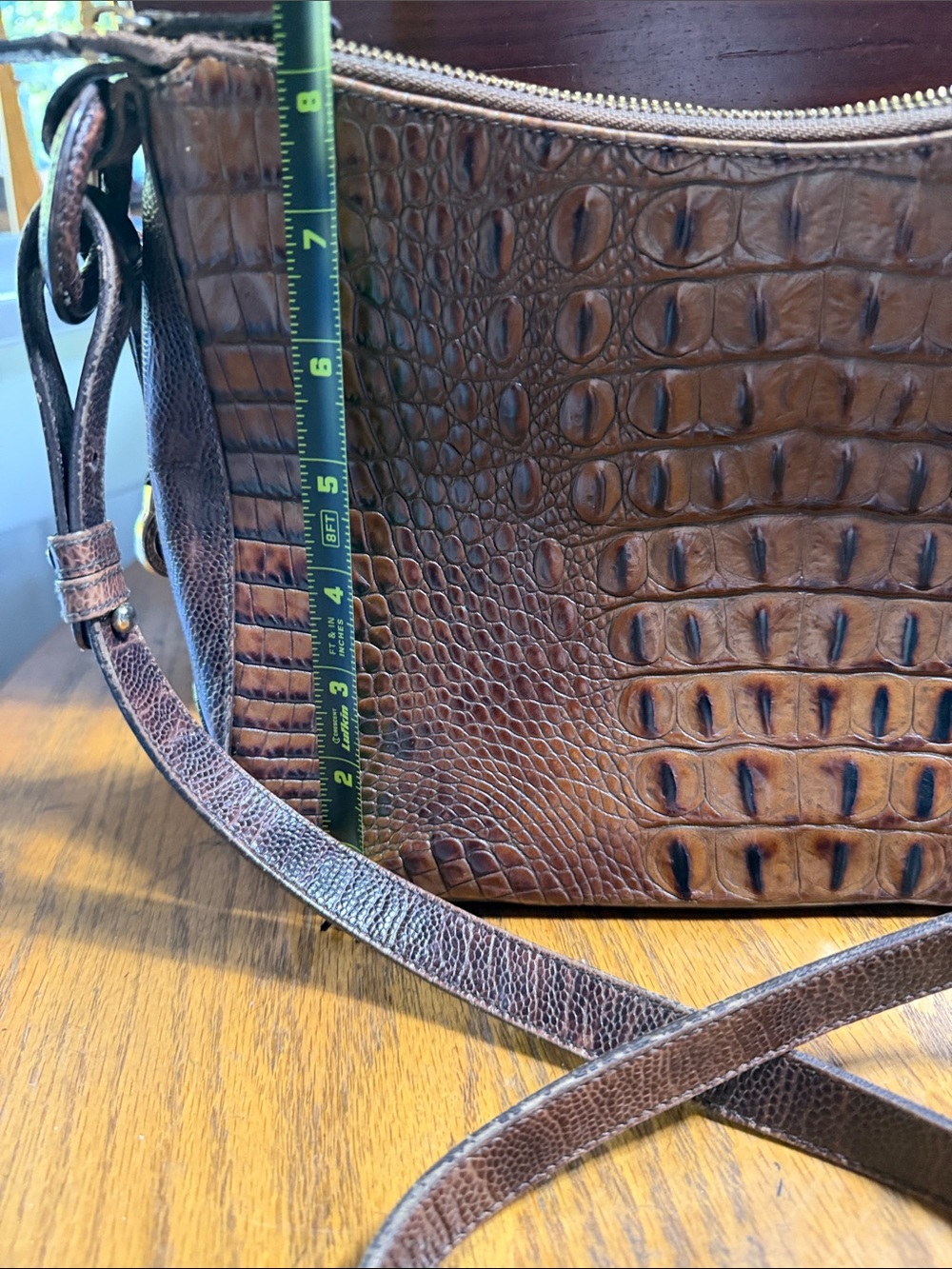 Brahmin Brown Croc-Embossed Leather Crossbody with Charm - Picture 11 of 13